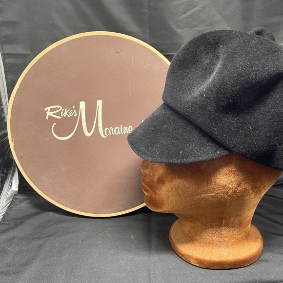 Vintage 60\'s Woman\'s MOD Carnaby Street Style Black Wool Felt Hat Large main image 7
